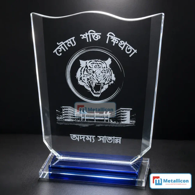 Laser Engraving Blue Base Crystal Crest
