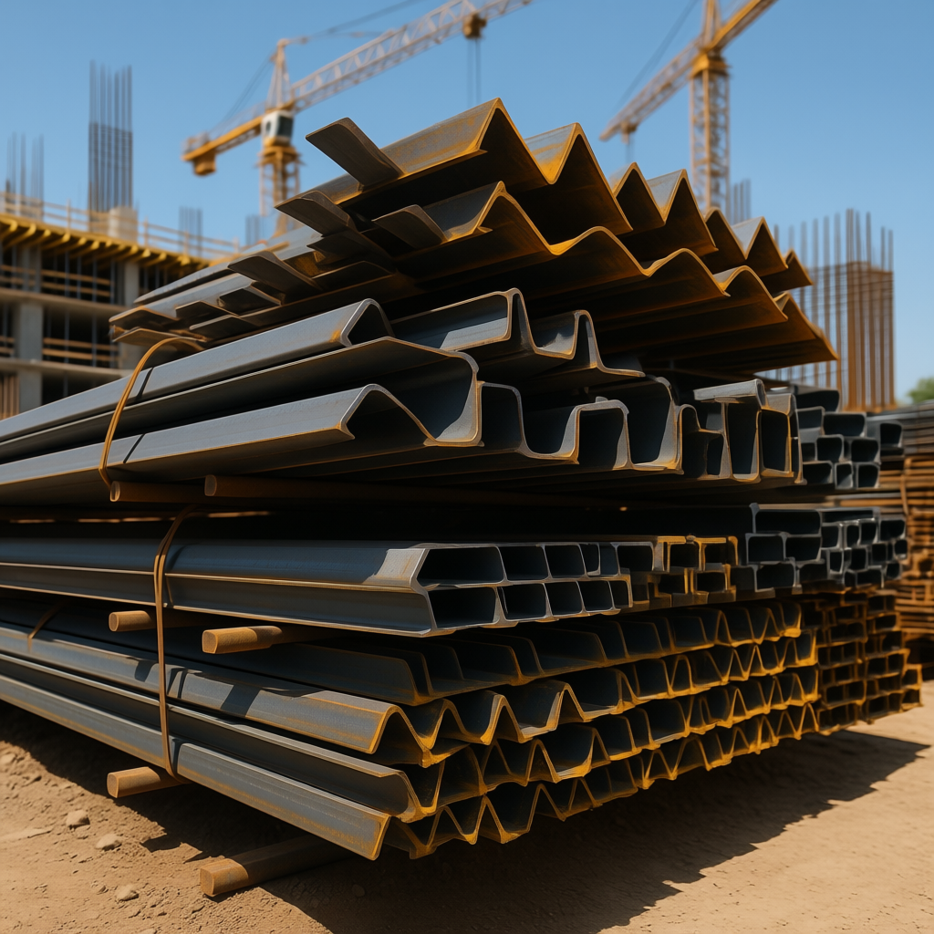 TMT bars of different grades (Fe415, Fe500, Fe550) at a construction site