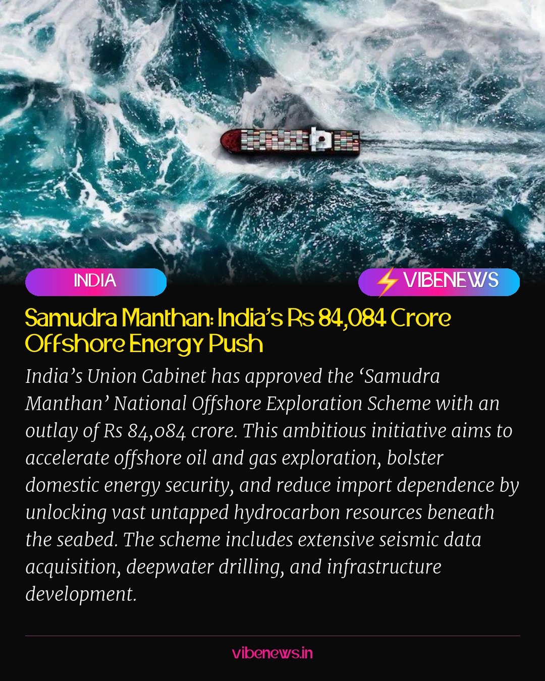 Samudra Manthan: India’s Rs 84,084 Crore Offshore Energy Push