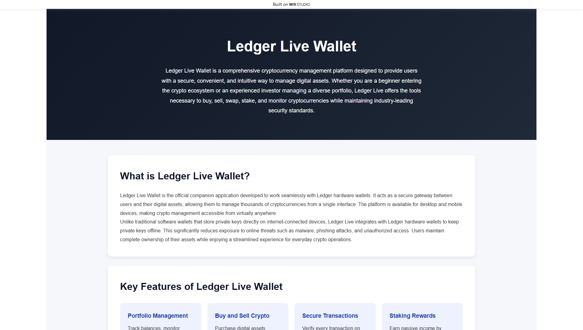 Screenshot of live-ledxerapp.wixstudio.com