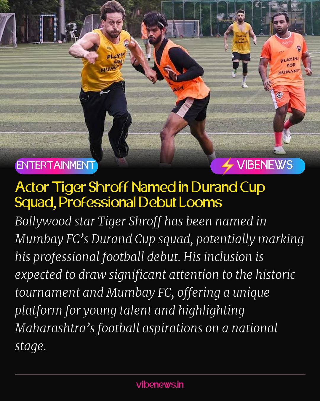Actor Tiger Shroff Named in Durand Cup Squad, Professional Debut Looms