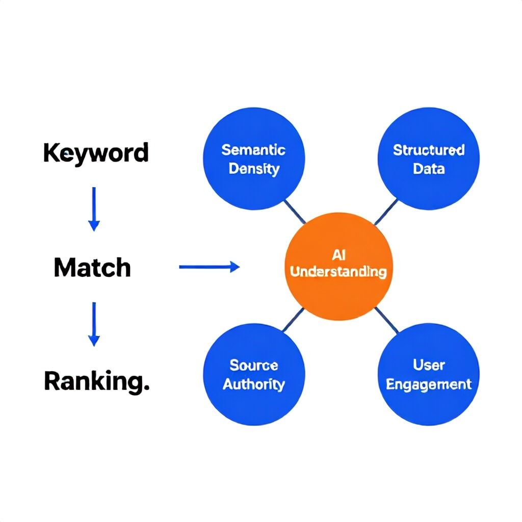 Infographic comparing traditional keyword SEO to AI-focused context and authority SEO