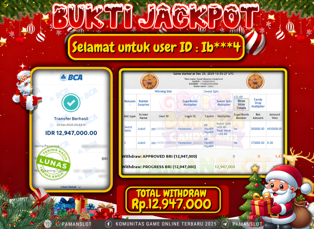PAMANSLOT JACKPOT Game Sweet Bonanza Candyland Rp.12,947,000- LUNAS