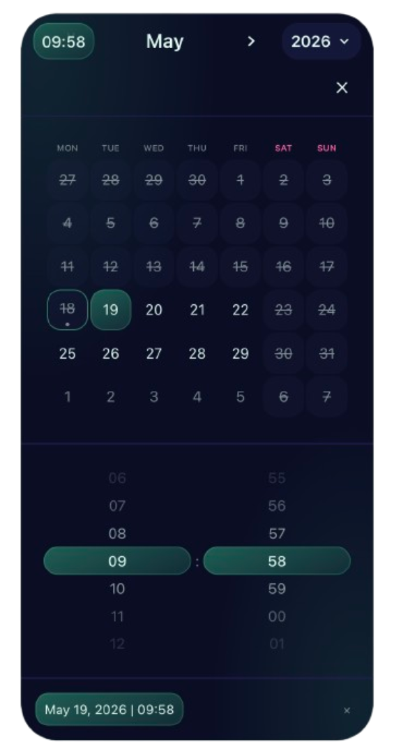 DateForge date and time calendar flow