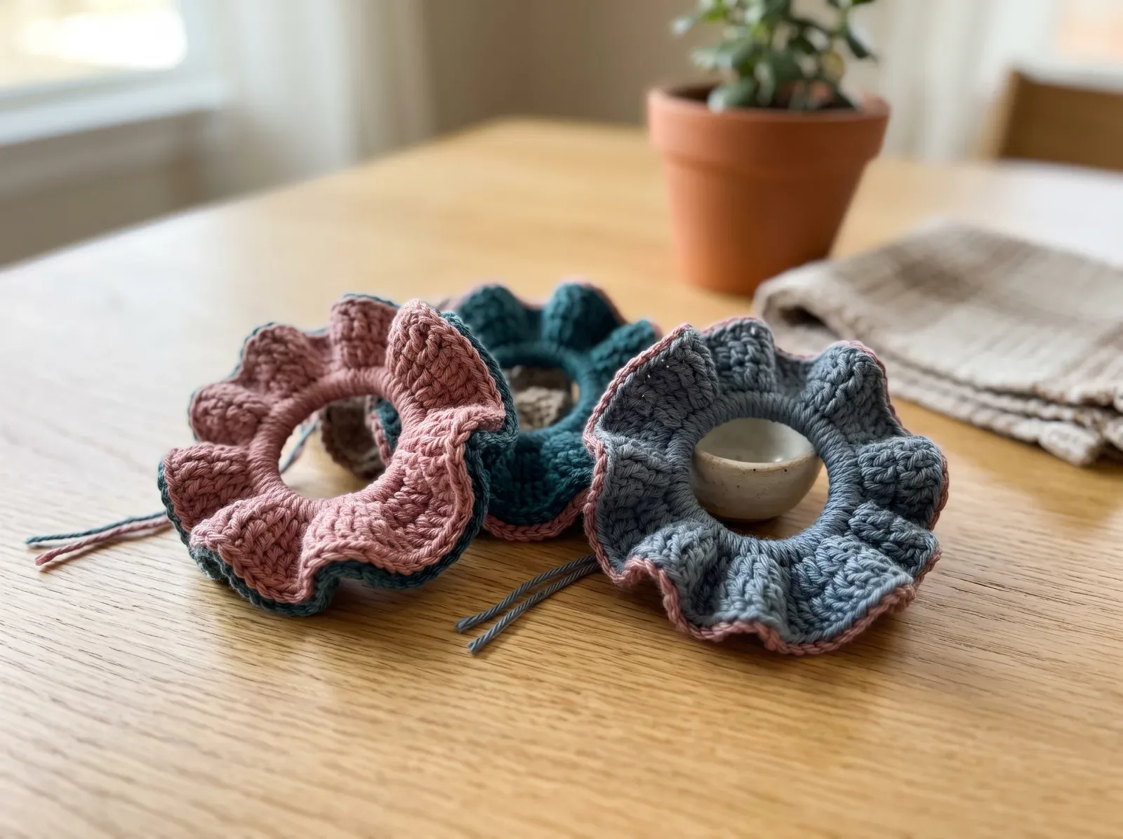 Easy Crochet Scrunchie Set finished crochet project