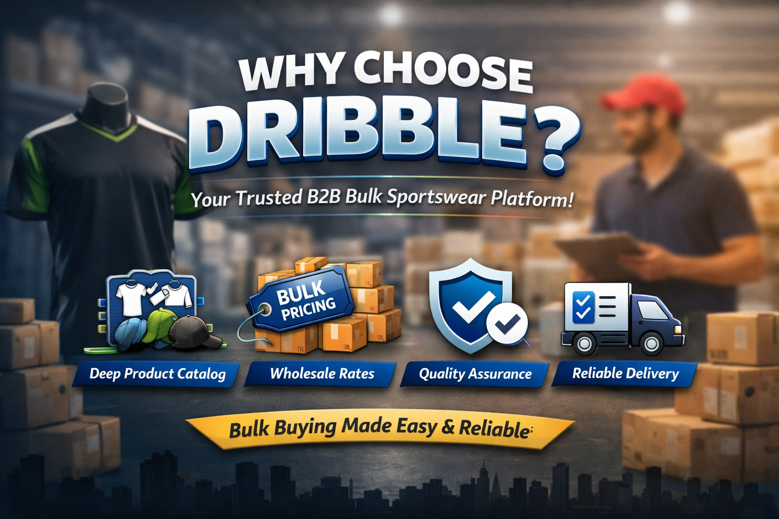 Why choose DRIBBLE for bulk sportswear buying?