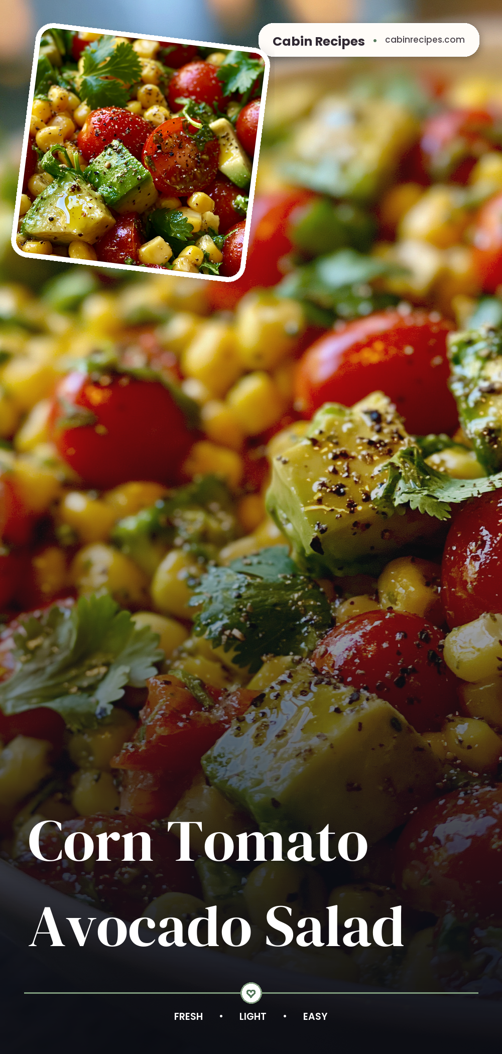Pinterest graphic for Corn Tomato Avocado Salad