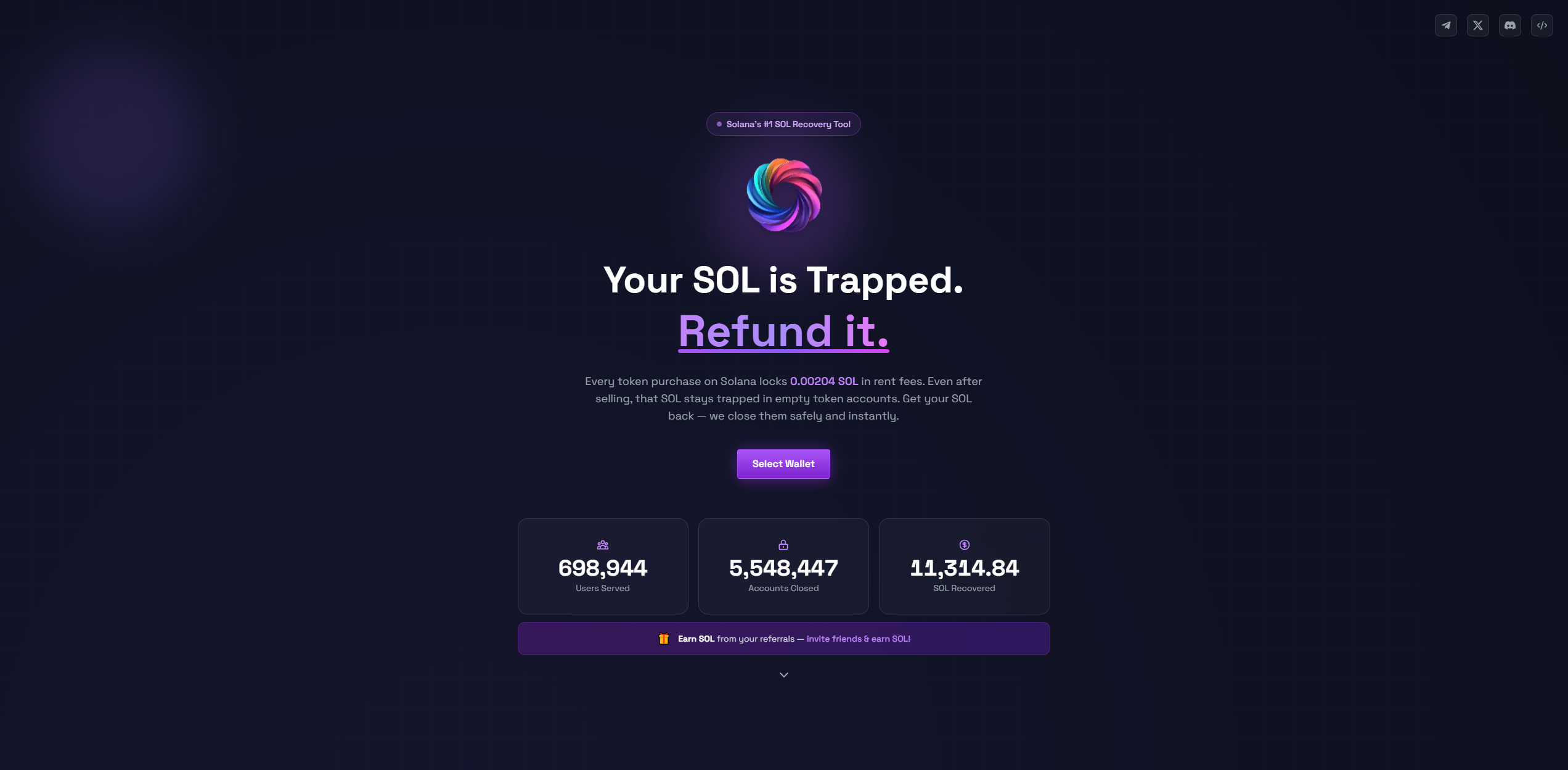 Stored capture of refundsolana.net