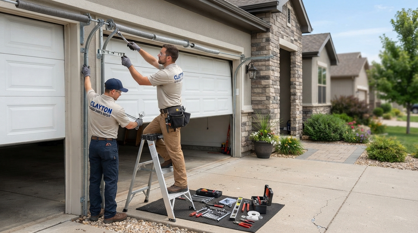 Garage door repair technician at work in Clayton CA
