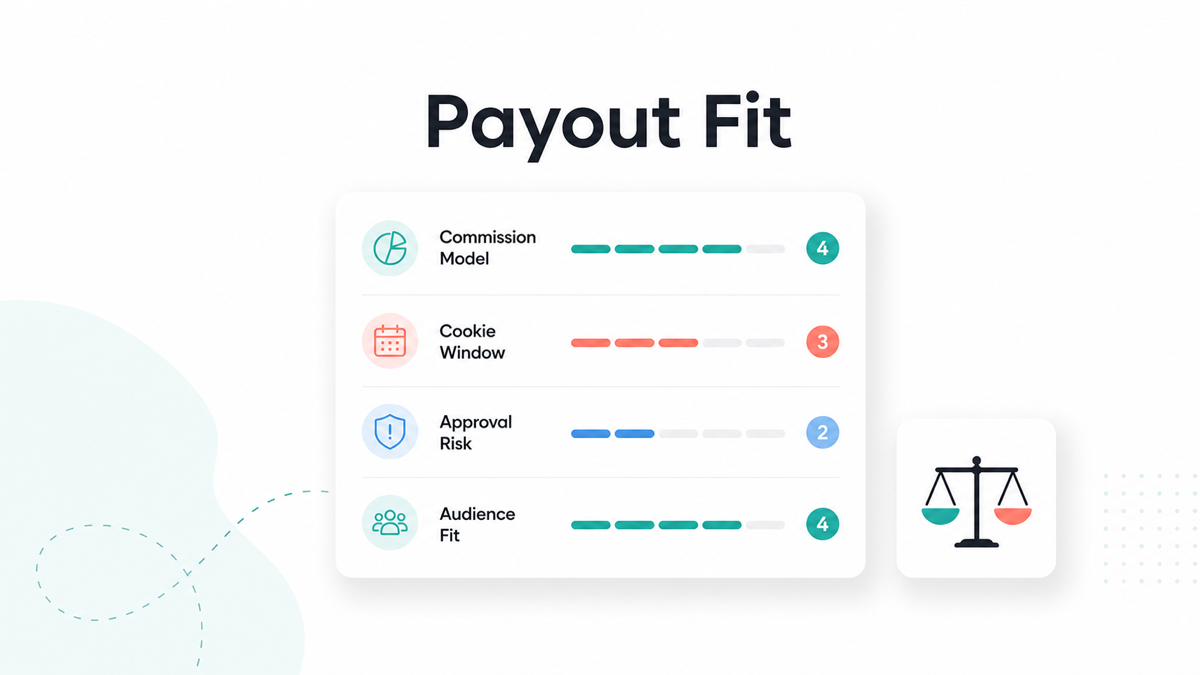 Payout fit visual for affiliate program research and commission checks