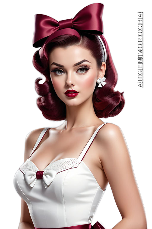 aesthetic-woman-pin-up-bordo-and-white-dress-with-bow-on-the-head-with-bow-bordo-detailing-3d-aesthe