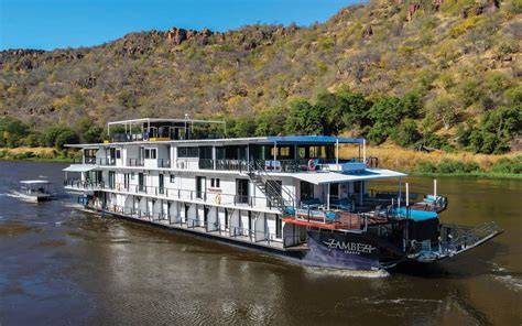 Houseboats on Lake Kariba at sunset