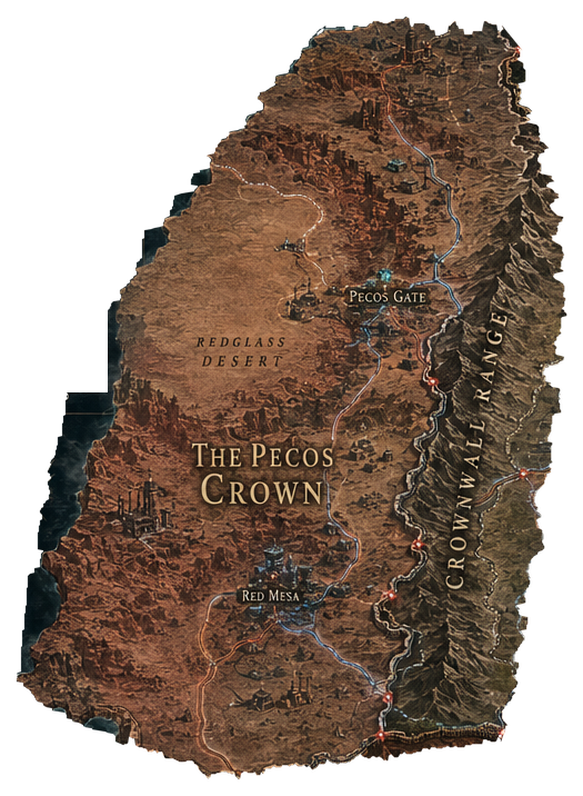 Regional map of the Pecos Crown and Crownwall Range