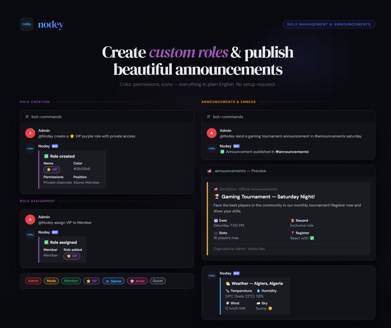 Role management & announcements