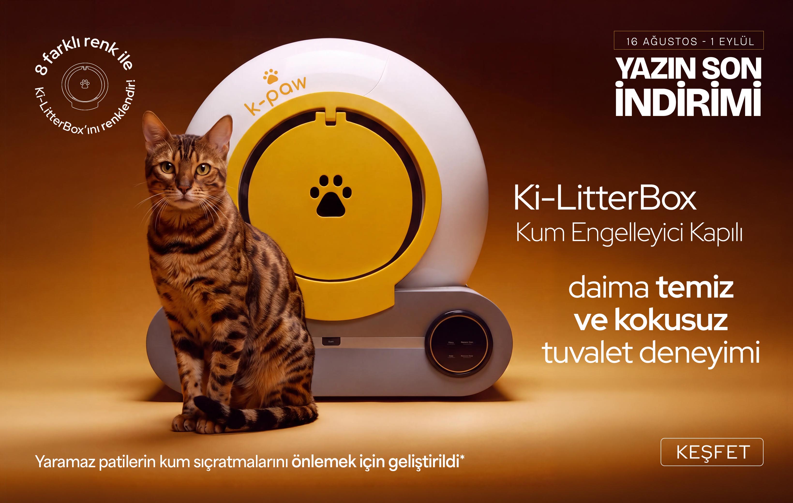 Ki-LitterBox Kum Engelleyici Kapılı Akıllı Kedi Tuvaleti
