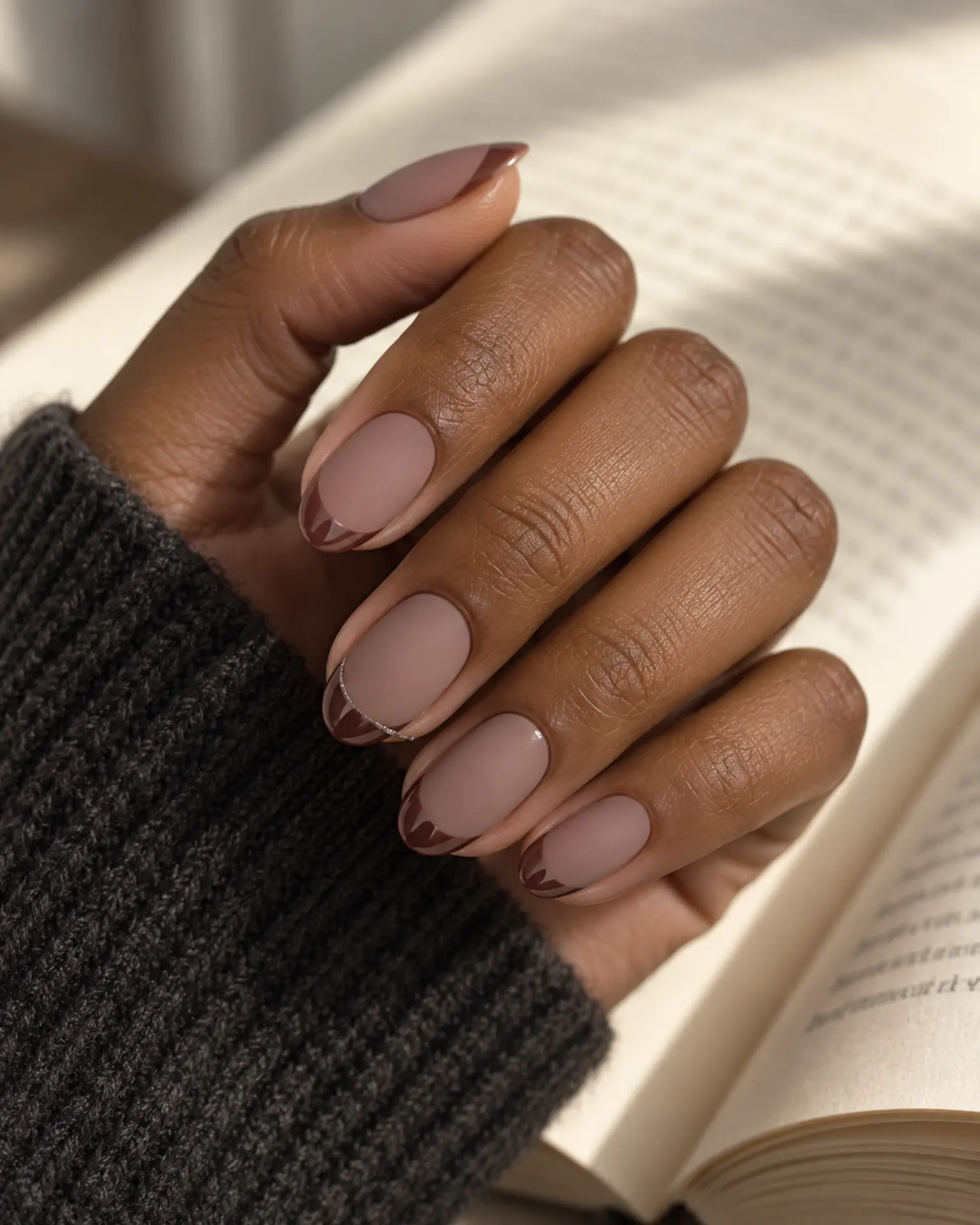 Birthday Matte + Gloss Tip manicure inspiration for birthday nail ideas