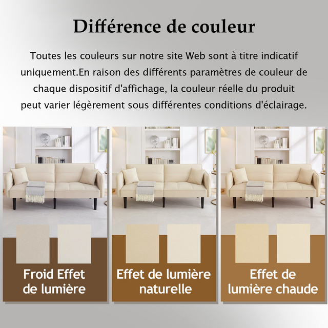 Canapé-lit Beige - Vue 3