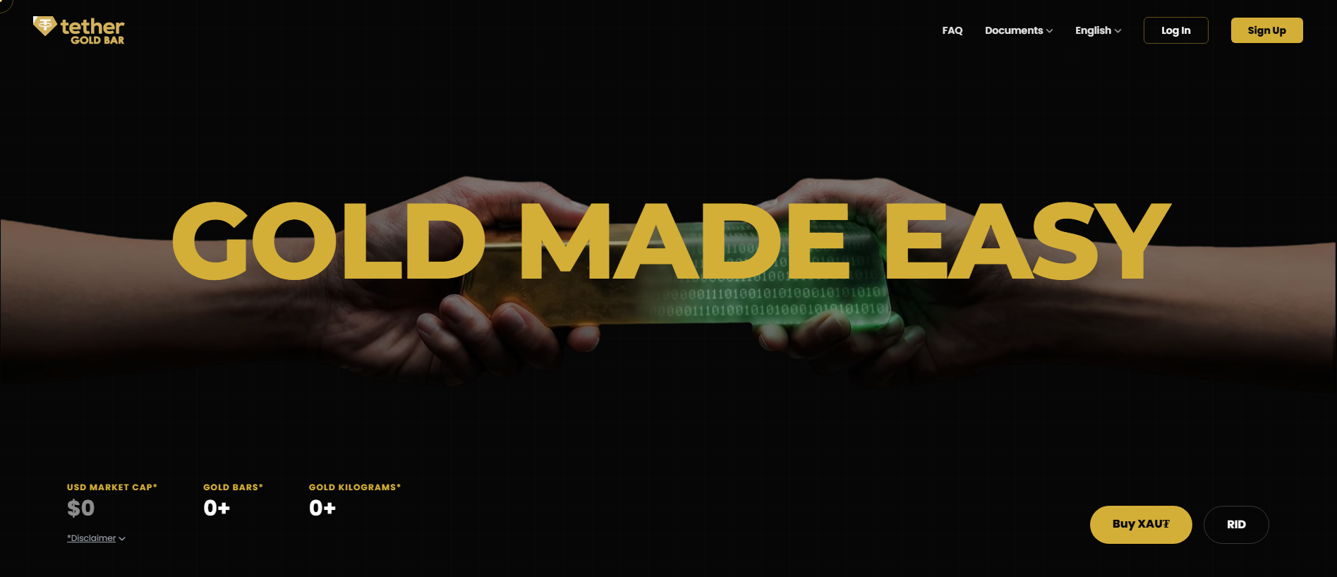Screenshot of tethergoldbar.com