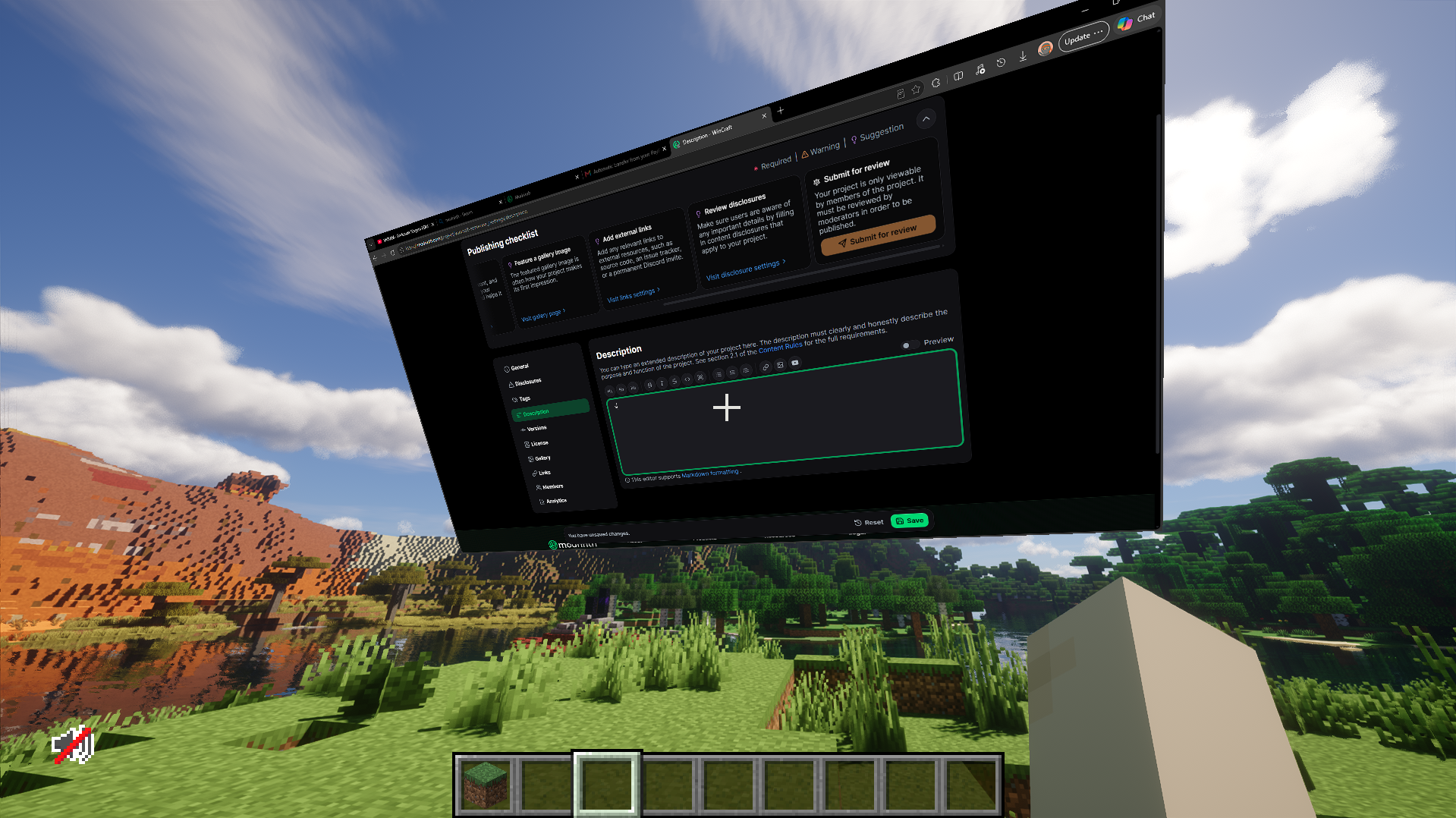 Multi-Screen Workspace in Minecraft