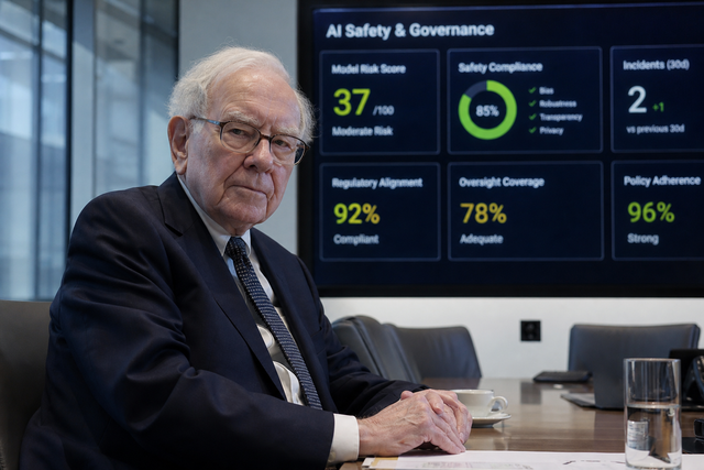 Photorealistic photojournalistic portrait of a distinguished elderly economist in a formal suit at a modern AI company boardroom, digital sc