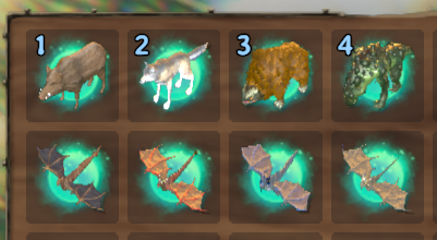 Filled Taming Orbs displaying their captured creatures