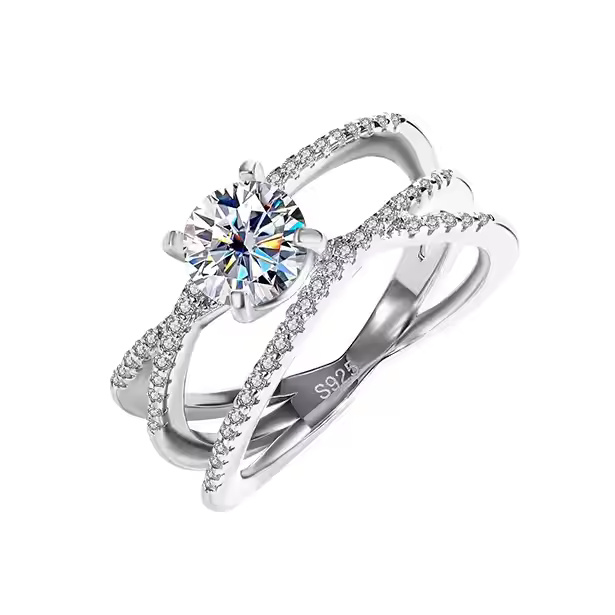 Double Crossover Solitaire Ring