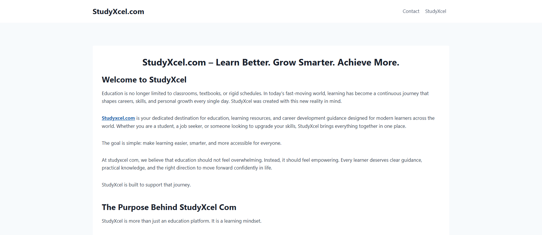 Screenshot of thestudyxcel.com