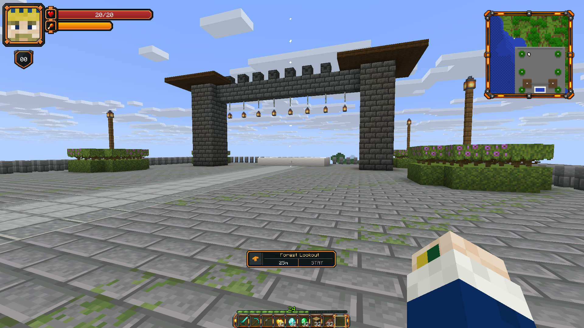Original player HUD, minimap and hotbar