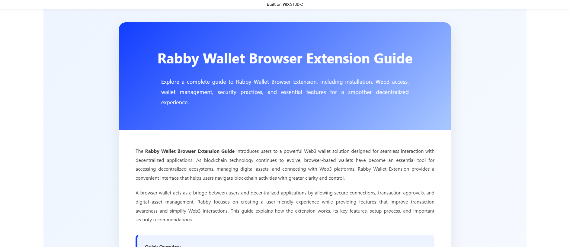 Forensic screenshot of apps-rabbyio-nav.wixstudio.com showing the phishing page layout