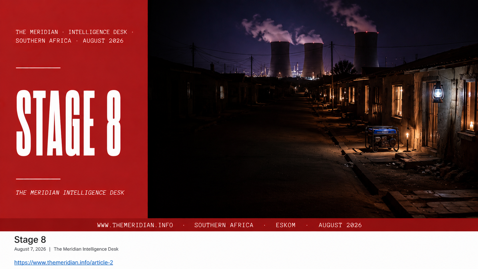 South Africa Eskom Load-Shedding Political Economy The Meridian August 2026
