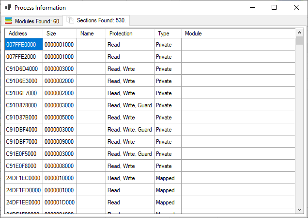 Process-Information-Sections