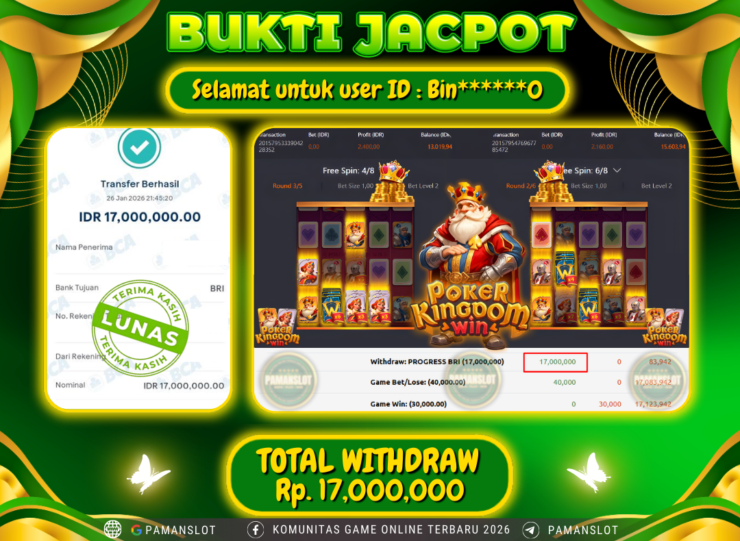 PAMANSLOT JACKPOT Game PG - Poker Kingdom Win Rp.17,000,000- LUNAS