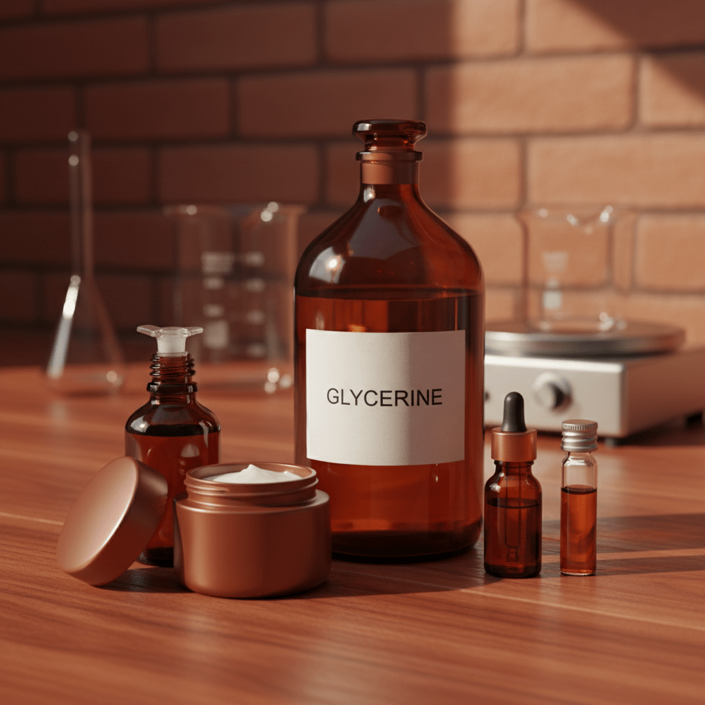 Pharmaceutical lab scene with glycerine applications