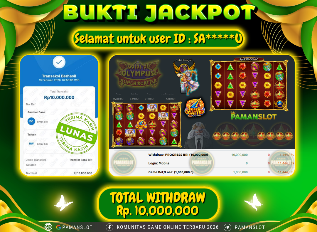 PAMANSLOT JACKPOT Game PP - Gates Of Olympus Super Scatter Rp.10,000,000- LUNAS