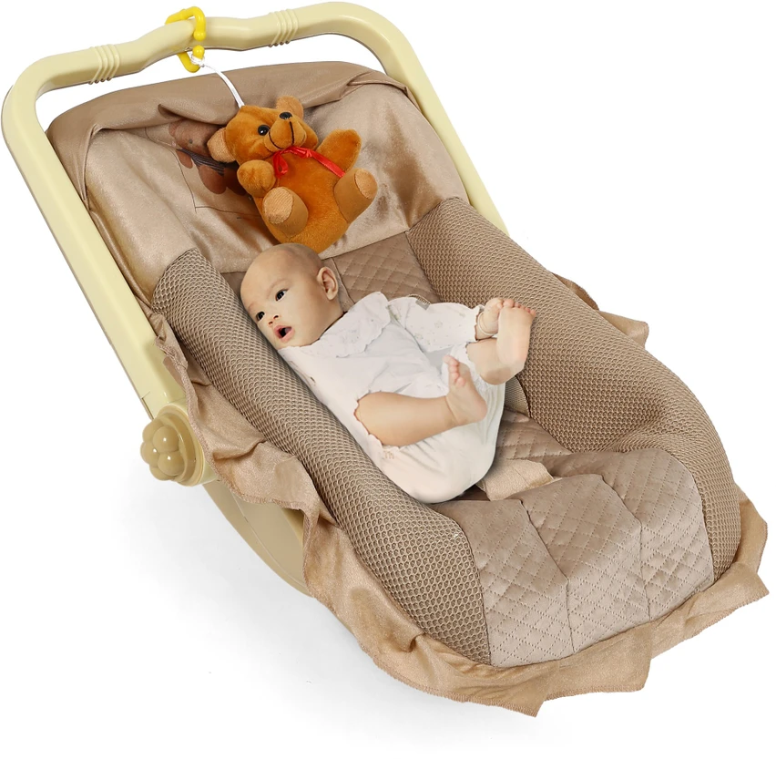 12-in-1 Carry Bouncer Cot for Baby (Brown) – Multi-Functional Infant Rocker, Portable Baby Cradle, Bassinet & Playpen with Adjustable Recline and Toy Bar photo 3