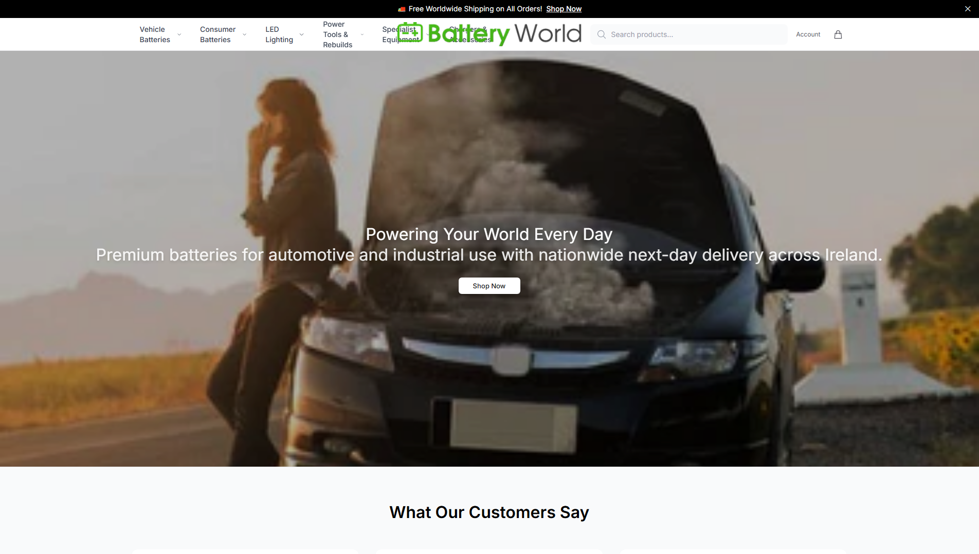 Stored capture of batteryworldonline.shop