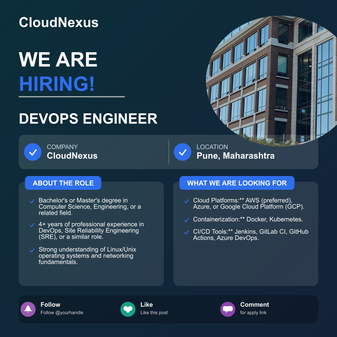 CloudNexus Hiring | DevOps Engineer | Apply Now