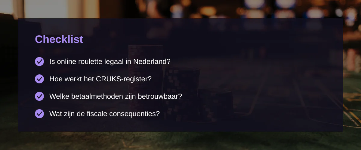 Roulette casino uitleg: een nuchtere blik op de regels en risico's — Checklist
