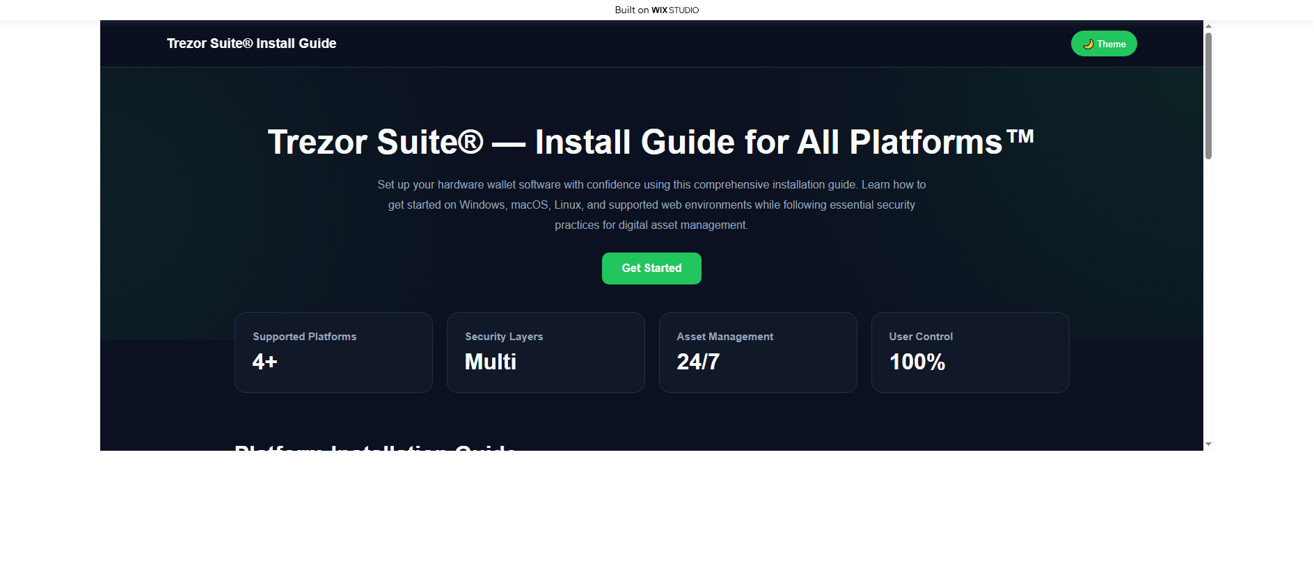 Stored capture of webstart-trezr.wixstudio.com