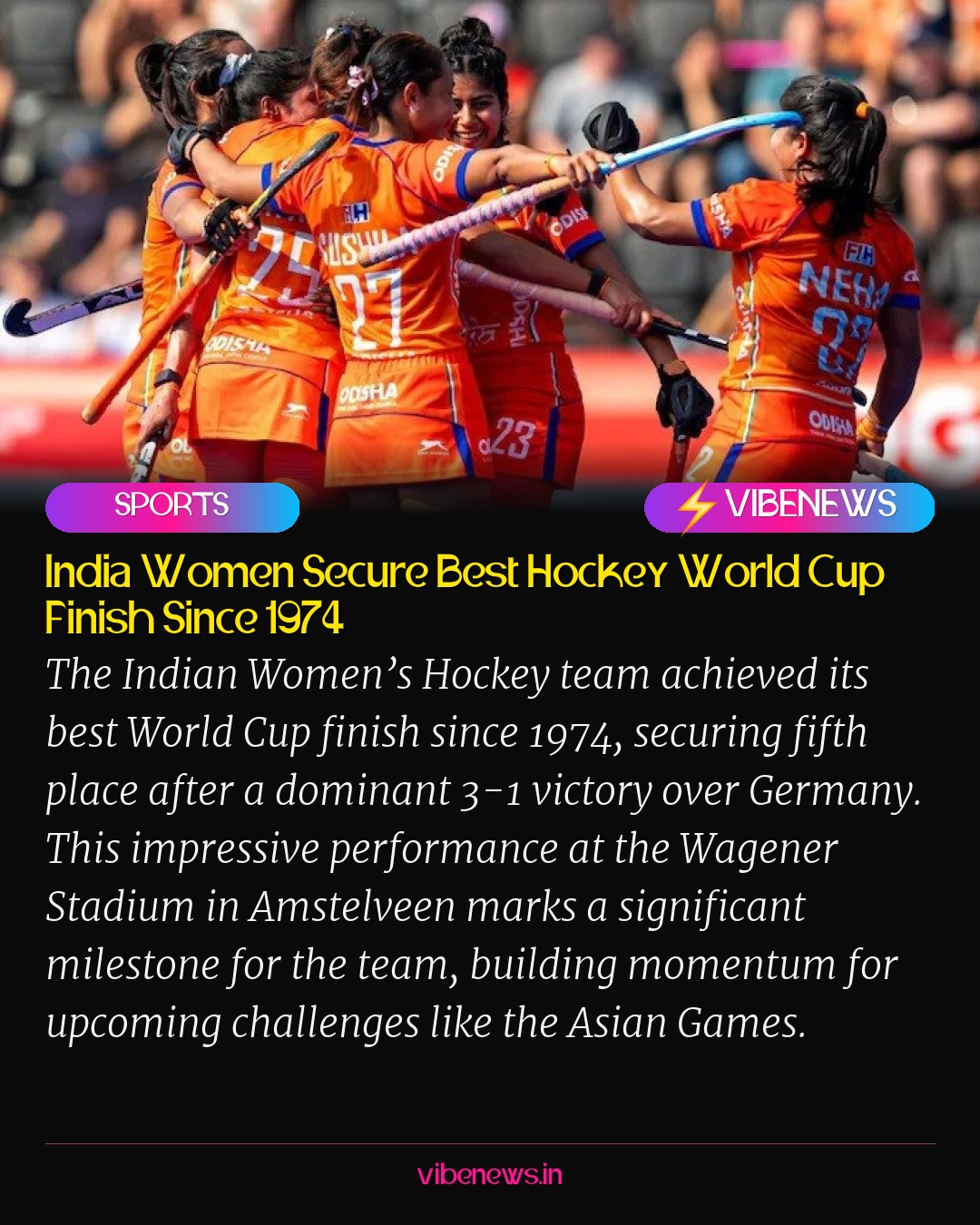 India Women Secure Best Hockey World Cup Finish Since 1974