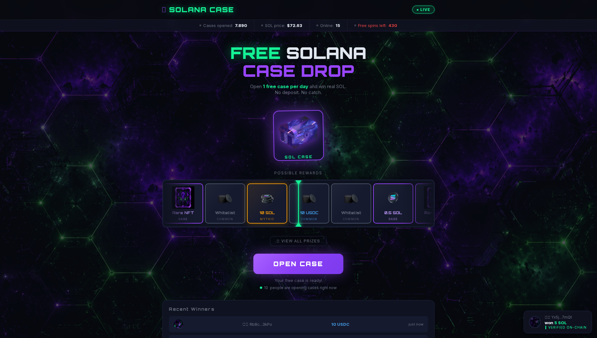 Screenshot of solanacase.live