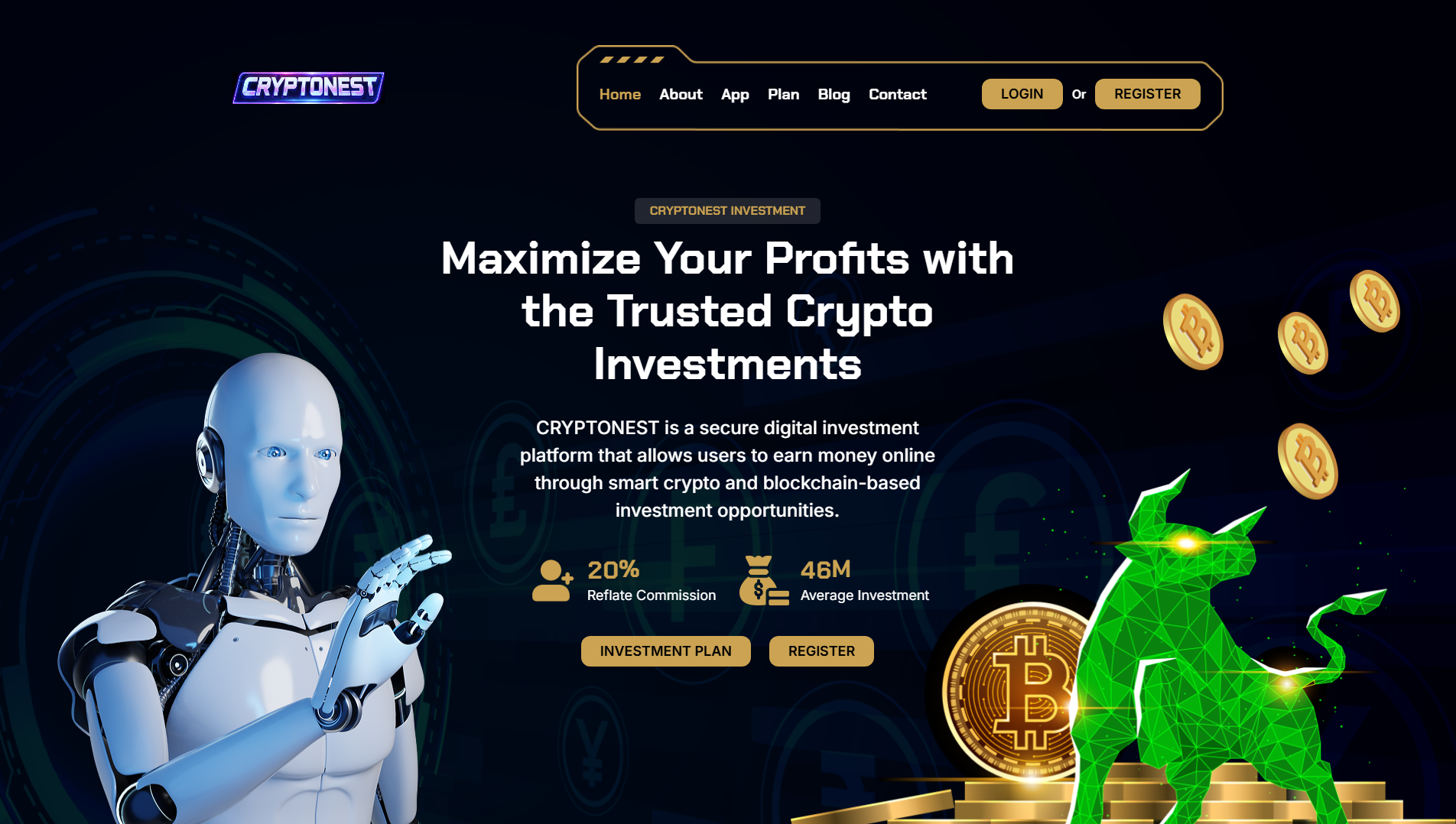 Forensic screenshot of cryptonest.trade showing the phishing page layout