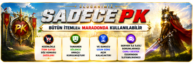 CUMARTESİ 21:00 AÇILIŞ | EŞİT PK SERVER | V24XXX | 83/1 LEVEL FULL İTEM | İTEM SATIŞI YOKTUR banner