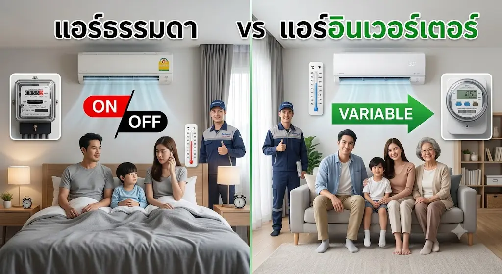 แอร์ธรรมดา VS แอร์อินเวอร์เตอร์ เลือกแบบไหนให้ 