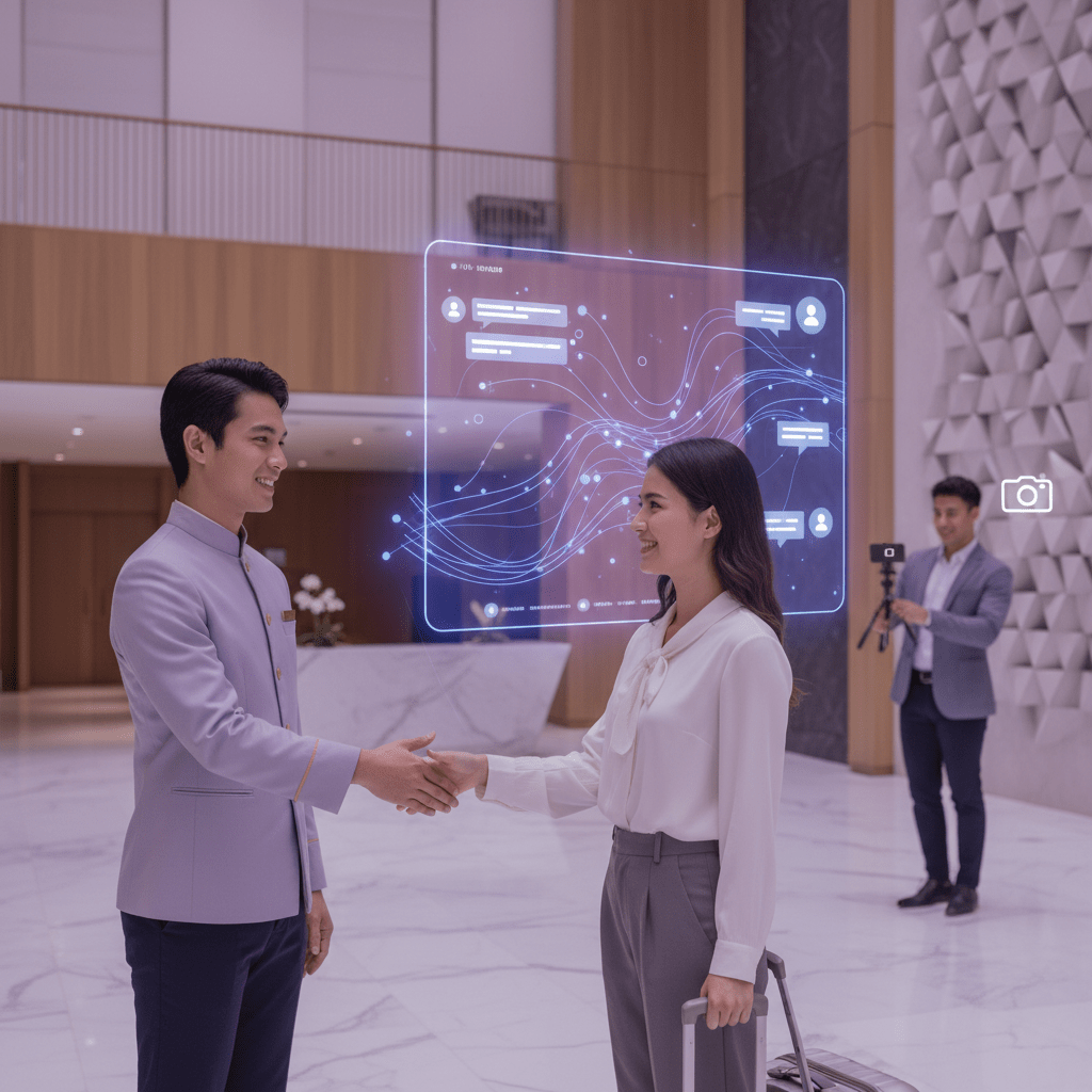 Hotel staff creating a seamless guest experience with real-time messaging and service