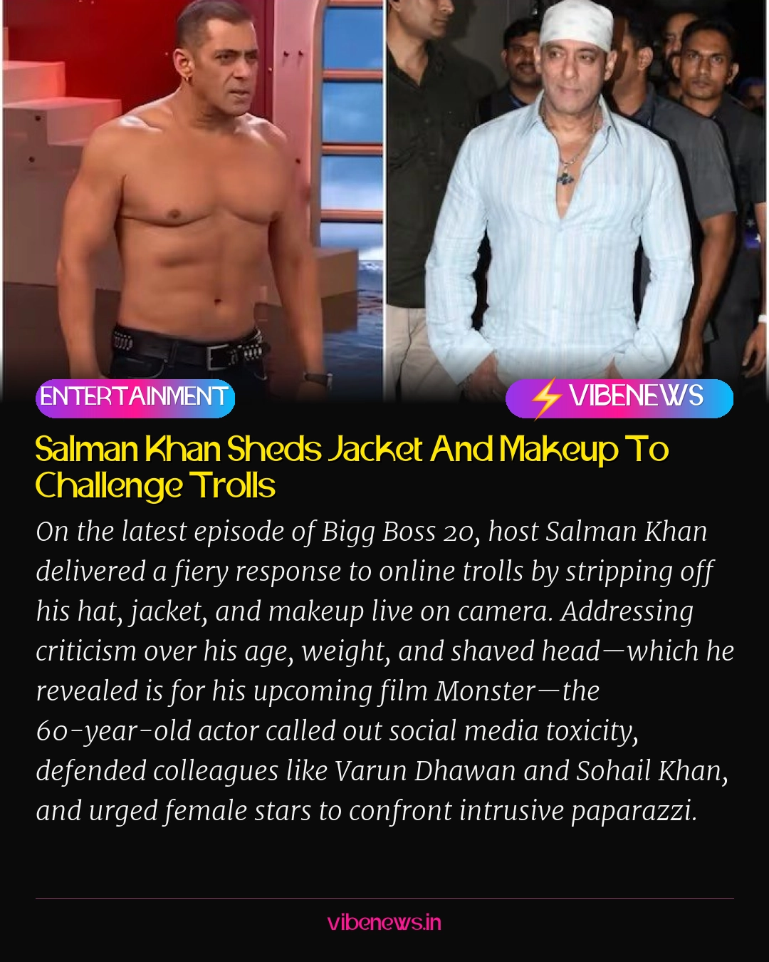 Salman Khan Sheds Jacket And Makeup To Challenge Trolls