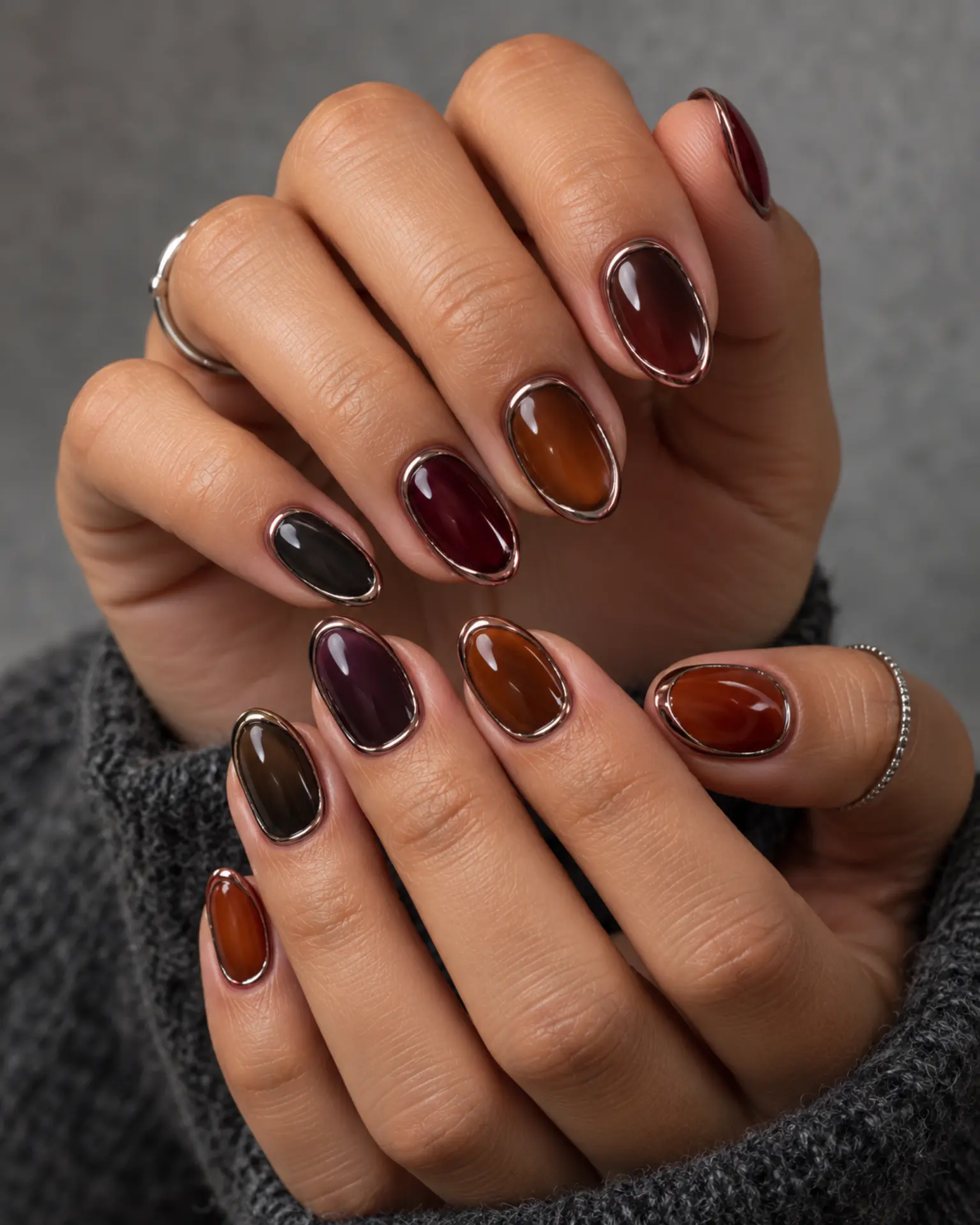 Halloween Chrome Outline manicure inspiration for halloween nail ideas