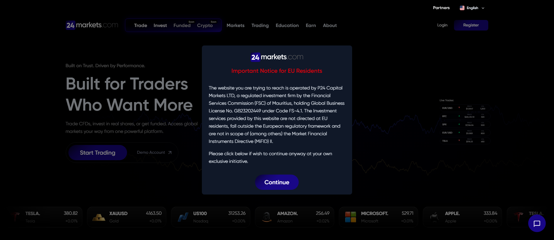 Stored capture of 24markets.com