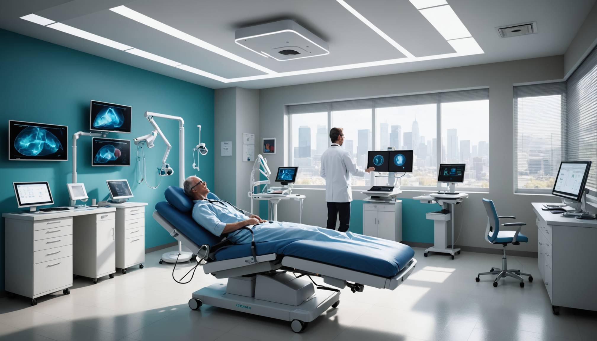 Modern clinic with advanced medical tech and collaboration