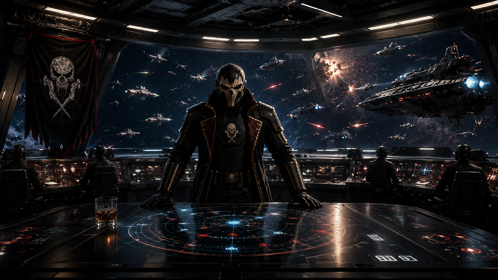 Captain Krodo Rask aboard a command bridge